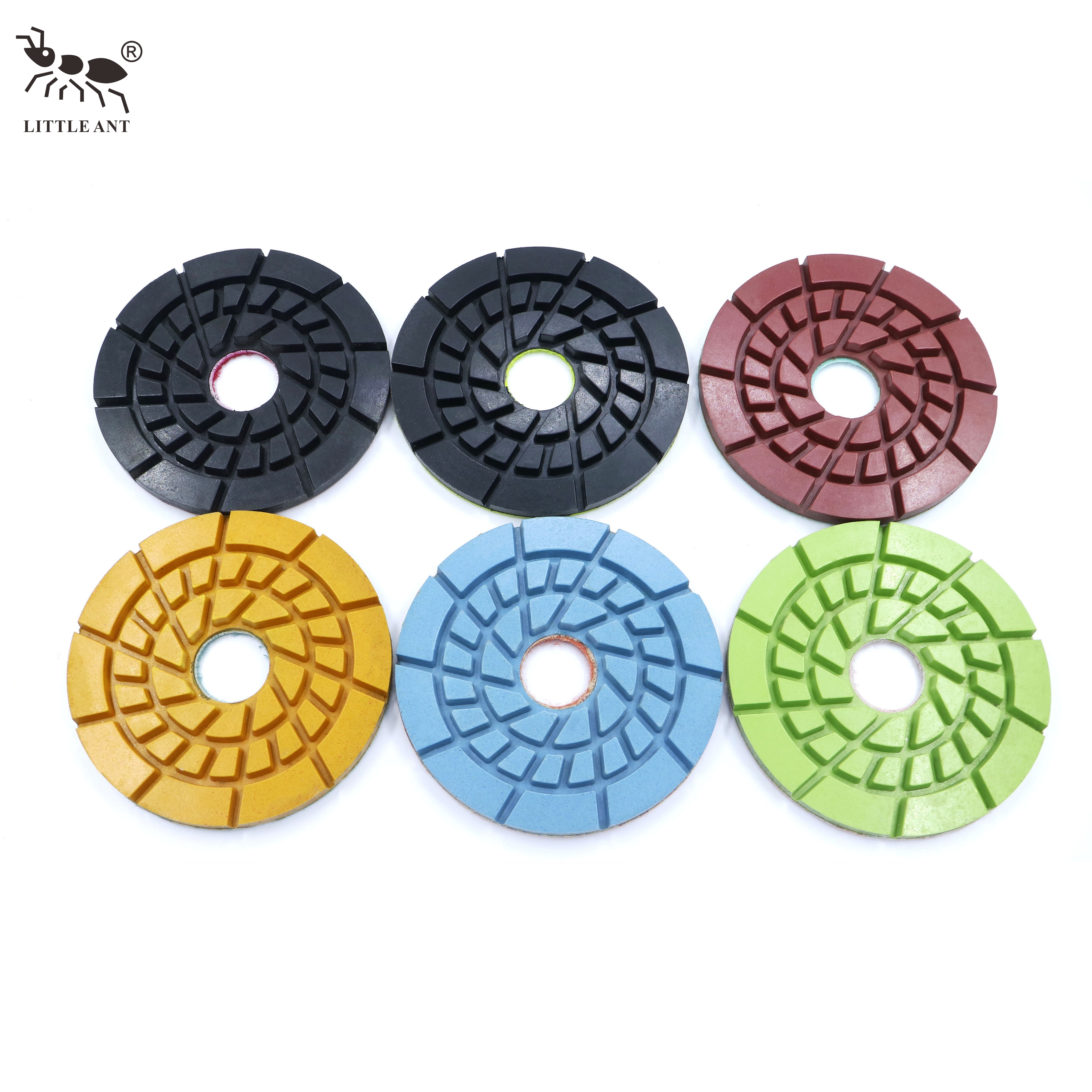 Little Ant 5 "125mm Snail Lock Resina Polishing Polishing Polish com PVC Backing Wet Use Use 5 polegadas Granite Mármore Terrazzo Quartz